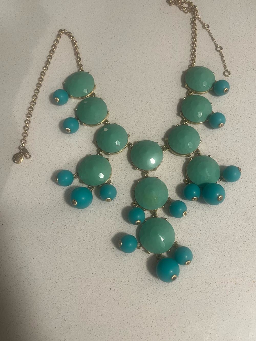 J. Crew Gold-Tone Necklace with Mint Green and Turquoise Beads
